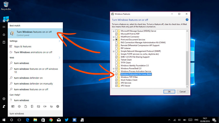 Enable Windows Subsystem for Linux